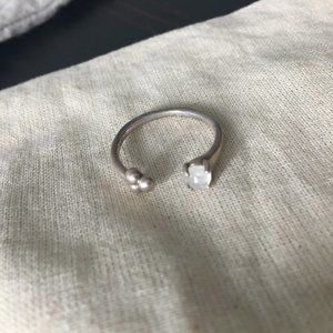 Pamela Love Sterling silver "moon ring" with moonstone inlay